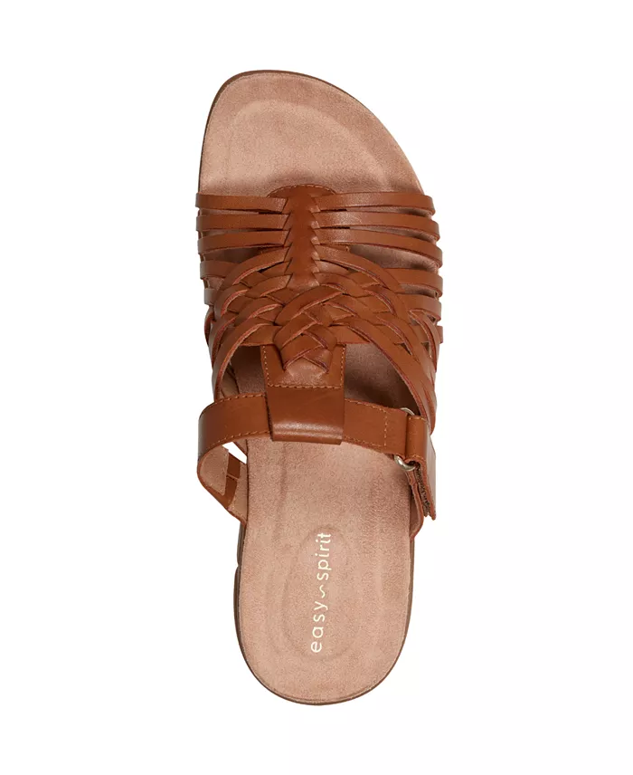 Alfani Easy Spirit Mindi Woven Flat Slide Sandals Leather Women's Fashion Shoes & Accessories