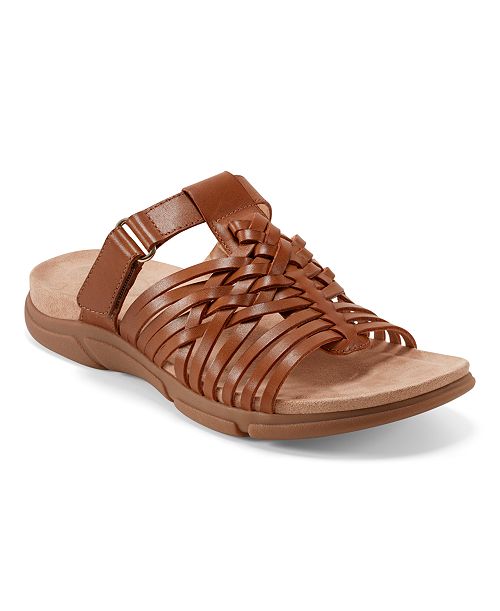 alfani Easy Spirit Mindi Woven Flat Slide Sandals Leather Women's Fashion Shoes & Accessories