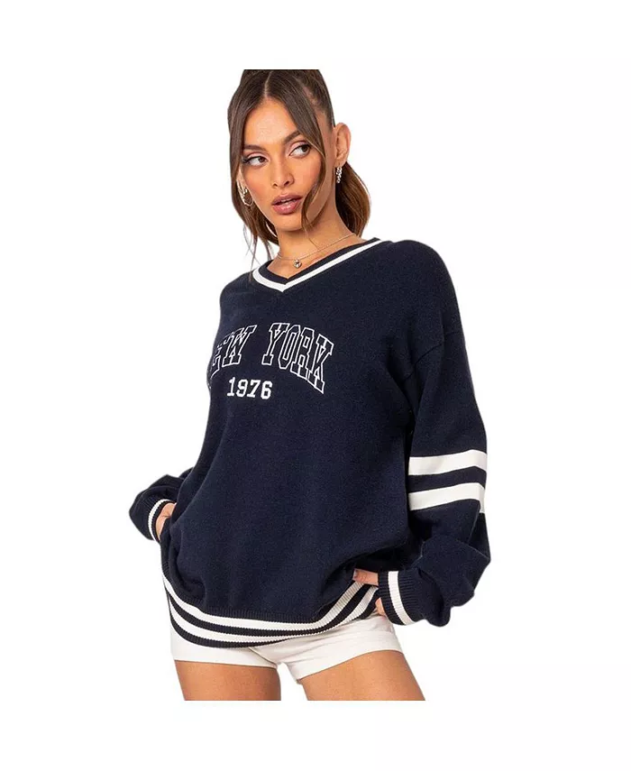 Alfani Edikted Women's 90s In New York Oversized Sweater Women's Fashion Shoes & Accessories