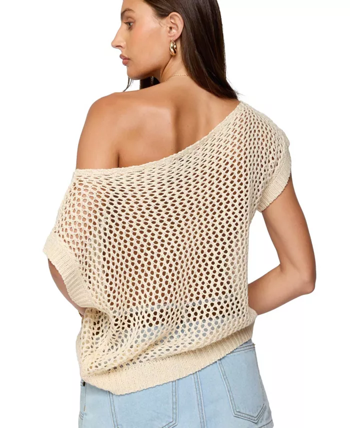 Alfani Edikted Women's Trix Off Shoulder Open Knit Top Women's Fashion Shoes & Accessories