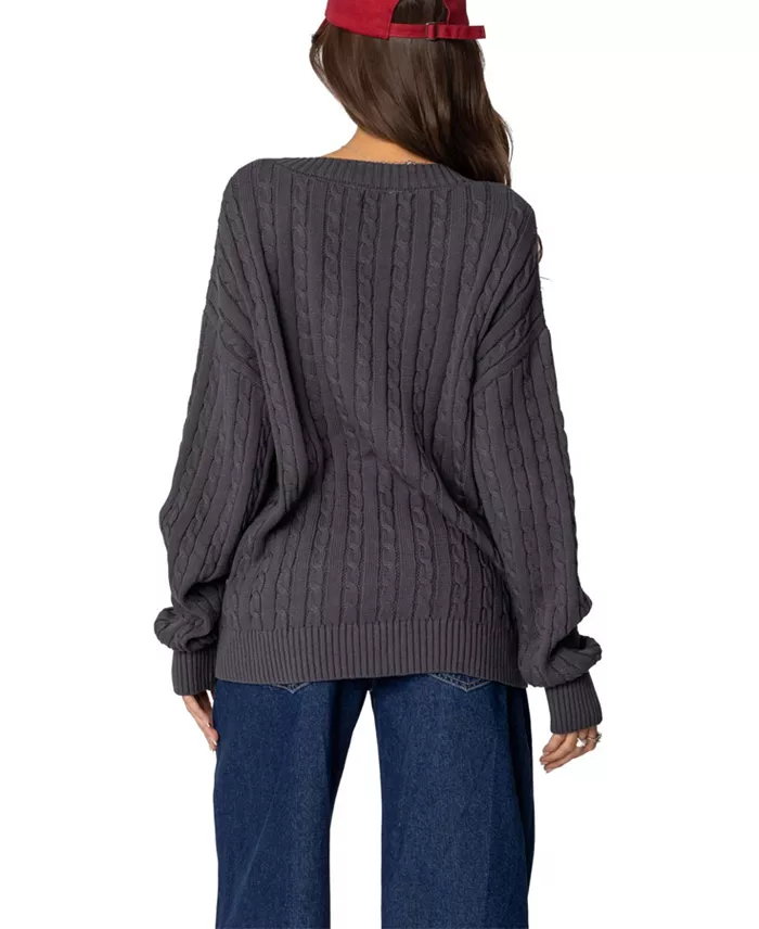 Alfani Edikted Womens Francine Oversized V Neck Cardigan Women's Fashion Shoes & Accessories