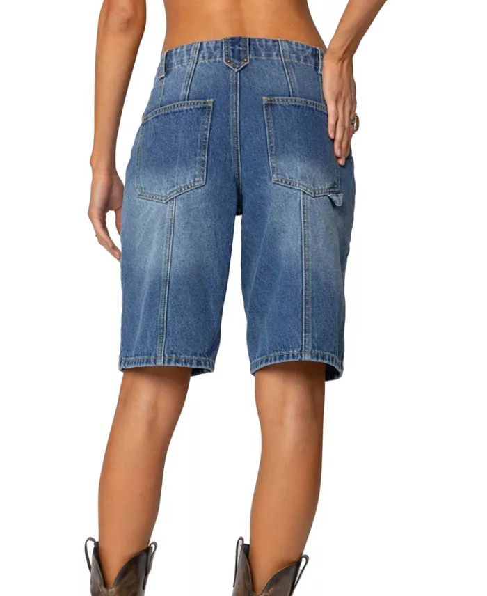 Alfani Edikted Womens Tris Low Rise Denim Bermuda Shorts Women's Fashion Shoes & Accessories