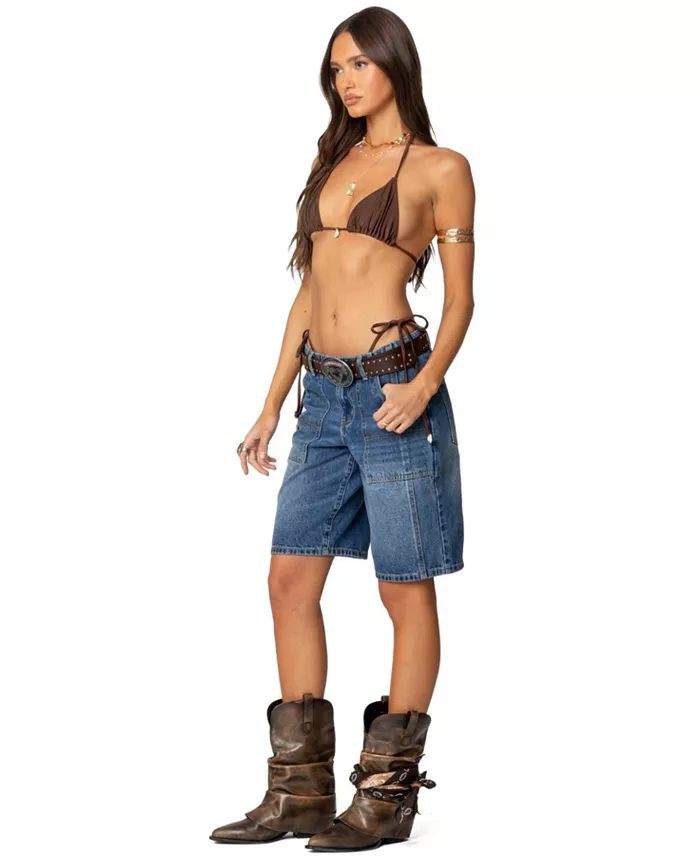 Alfani Edikted Womens Tris Low Rise Denim Bermuda Shorts Women's Fashion Shoes & Accessories