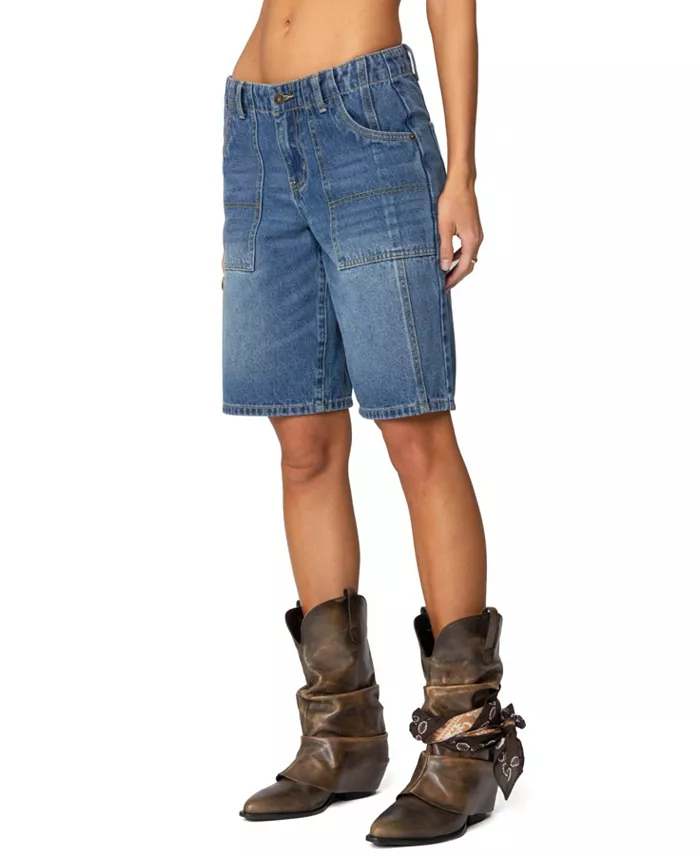 Alfani Edikted Womens Tris Low Rise Denim Bermuda Shorts Women's Fashion Shoes & Accessories