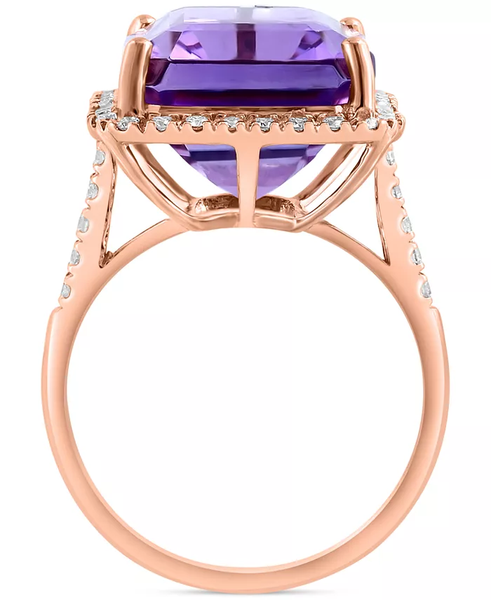 Alfani EFFY Collection EFFY® Amethyst (10-3/4 Ct. T.w.) & Diamond (3/8 Ct. T.w.) Halo Ring In 14k Gold (Also Available In Citrine London Blue Topaz Green Quartz & Black Onyx) Jewelry & Watches