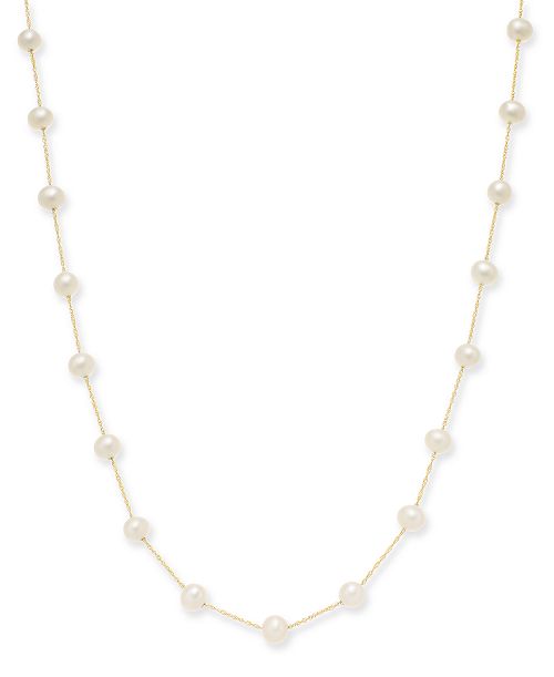 alfani EFFY Collection EFFY® Cultured Freshwater Pearl Station 18" Necklace in 14k Gold (5-1/2mm) Jewelry & Watches