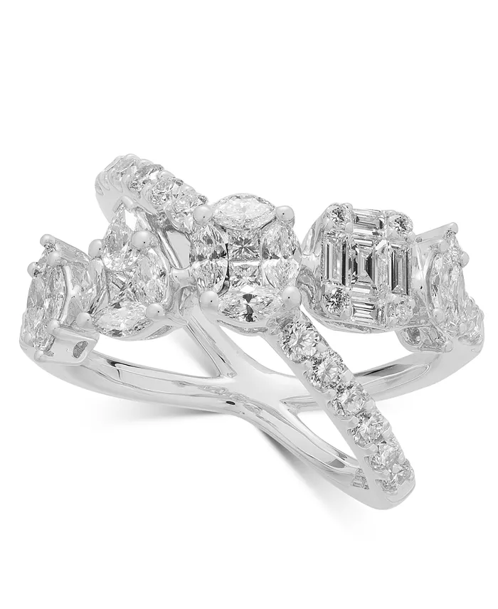 Alfani EFFY Collection EFFY® Diamond Multi-Shape Crossover Ring (1-5/8 Ct. T.w.) In 18k White Gold Or 18k Yellow Gold Jewelry & Watches