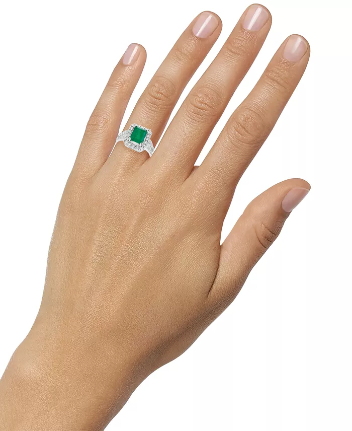 Alfani EFFY Collection EFFY® Emerald (2-1/5 Ct. T.w.) & Diamond (1/2 Ct. T.w.) Ring In 14k White Gold & 14k Yellow Gold Jewelry & Watches