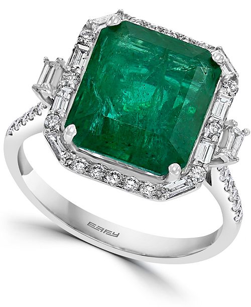 alfani EFFY Collection EFFY® Emerald (5-1/2 ct. t.w.) & Diamond (1/2 ct. t.w.) Statement Ring in 14k Gold or 14k White Gold Jewelry & Watches