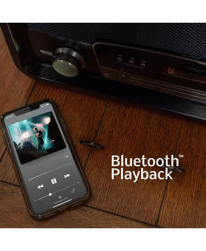 Alfani Electrohome Kingston 7-in-1 Vintage Vinyl Record Player Stereo System With 3-Speed Turntable Bluetooth AM/FM Radio CD Aux In RCA/Headphone Out Vinyl/CD To MP3 Recording & USB Playback (RR75C) Electronics