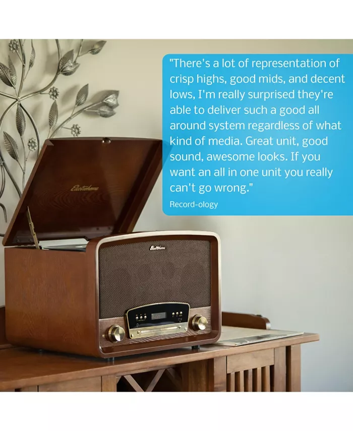 Alfani Electrohome Kingston 7-in-1 Vintage Vinyl Record Player Stereo System With 3-Speed Turntable Bluetooth AM/FM Radio CD Aux In RCA/Headphone Out Vinyl/CD To MP3 Recording & USB Playback (RR75C) Electronics