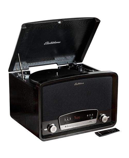 alfani Electrohome Kingston 7-in-1 Vintage Vinyl Record Player Stereo System with 3-Speed Turntable Bluetooth AM/FM Radio CD Aux In RCA/Headphone Out Vinyl/CD to MP3 Recording & USB Playback (RR75C) Electronics