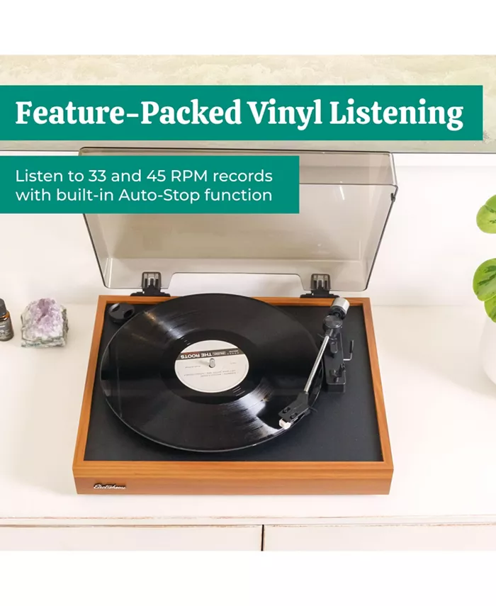Alfani Electrohome Montrose Vinyl Record Player 2-Speed Belt-Drive Turntable With Audio-Technica Stylus Speed Control Motor Built-in Preamp Wood Plinth Anti-resonant Platter Auto-Stop (RR35B) Electronics