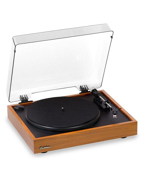 alfani Electrohome Montrose Vinyl Record Player 2-Speed Belt-Drive Turntable with Audio-Technica Stylus Speed Control Motor Built-in Preamp Wood Plinth Anti-resonant Platter Auto-Stop (RR35B) Electronics