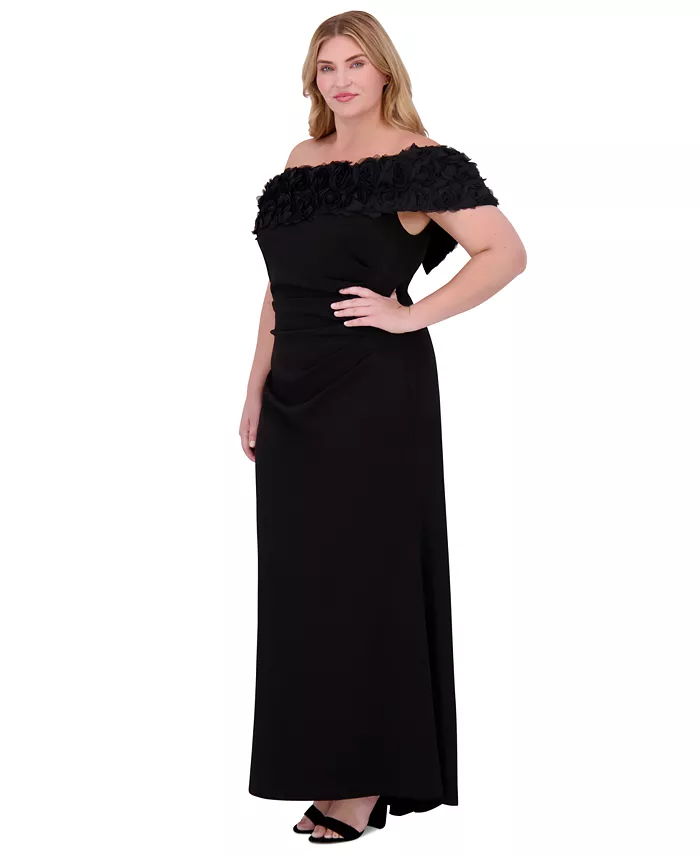 Alfani Eliza J Plus Size Rosette-Trim Off-The-Shoulder Evening Gown Women's Fashion Shoes & Accessories