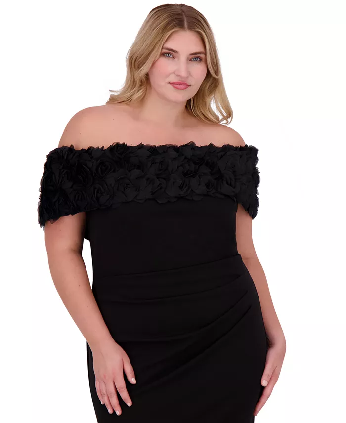 Alfani Eliza J Plus Size Rosette-Trim Off-The-Shoulder Evening Gown Women's Fashion Shoes & Accessories