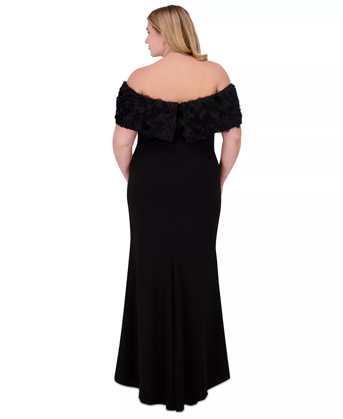 Alfani Eliza J Plus Size Rosette-Trim Off-The-Shoulder Evening Gown Women's Fashion Shoes & Accessories