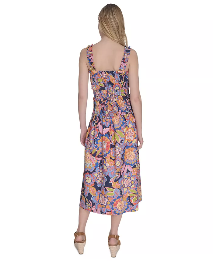 Alfani Eliza J Women's Cotton Smocked-Waist Floral-Print Dress Women's Fashion Shoes & Accessories