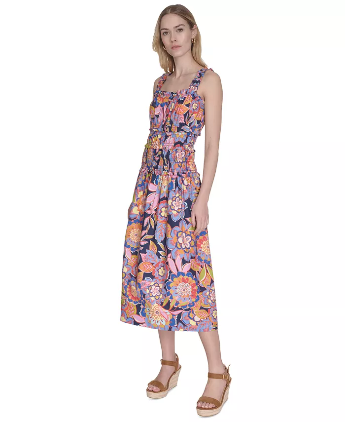Alfani Eliza J Women's Cotton Smocked-Waist Floral-Print Dress Women's Fashion Shoes & Accessories