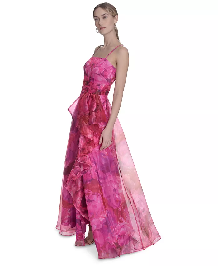 Alfani Eliza J Women's Square-neck Floral Print Organza Gown Women's Fashion Shoes & Accessories