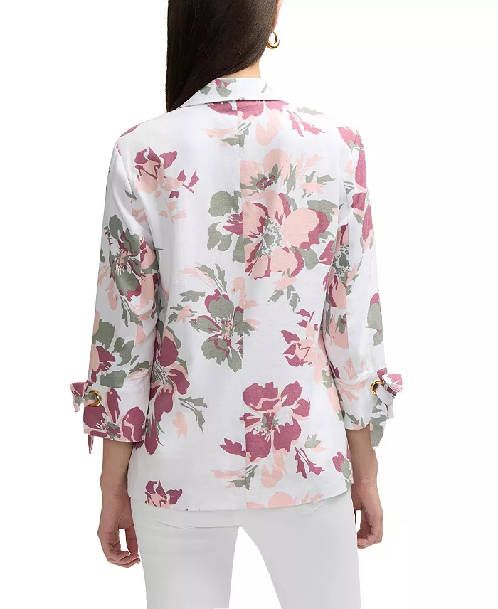 Alfani Ellen Tracy Women's Shawl Collar Blazer With Sleeve Grommet Women's Fashion Shoes & Accessories