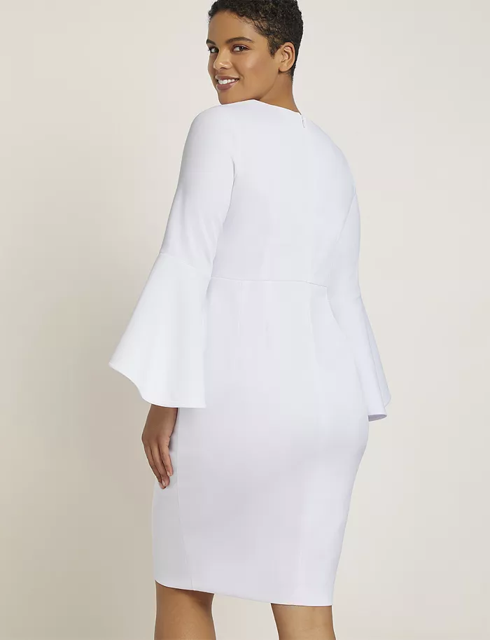 Alfani ELOQUII Women's Flare Sleeve Scuba Dress Women's Fashion Shoes & Accessories