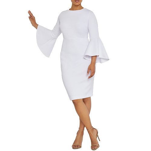 alfani ELOQUII Women's Flare Sleeve Scuba Dress Women's Fashion Shoes & Accessories