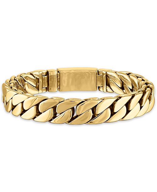 Esquire Men's Jewelry Curb Link Chain Bracelet in Gold-Tone Ion-Plated Stainless Steel Created for Macy's (Also in Stainless Steel) Jewelry & Watches