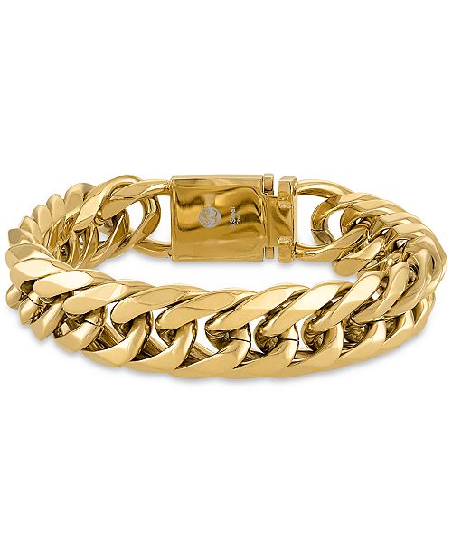 Esquire Men's Jewelry Polished Wide Curb Link Bracelet in Stainless Steel Created for Macy's Jewelry & Watches