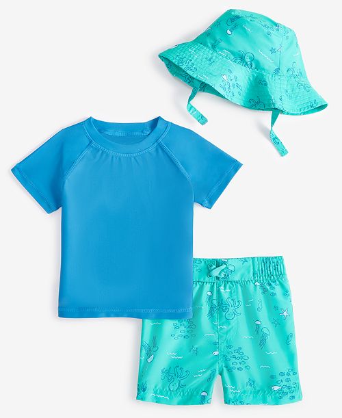 alfani First Impressions Baby Boys 3-Pc. Swim Set Exclusively at Macy's Kids