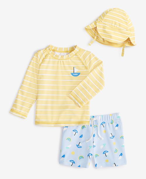 alfani First Impressions Baby Boys Boat Ride Top Hat & Swim Shorts 3 Piece Set Exclusively at Macy's Kids