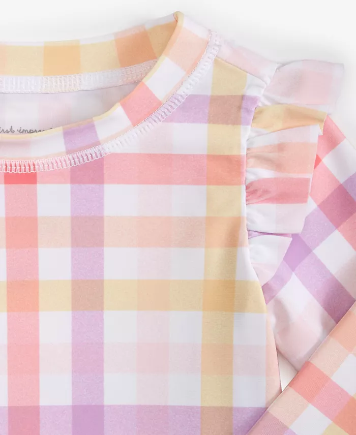 Alfani First Impressions Baby Girls Plaid Hat Swim Top & Bottoms Exclusively At Macy's Kids