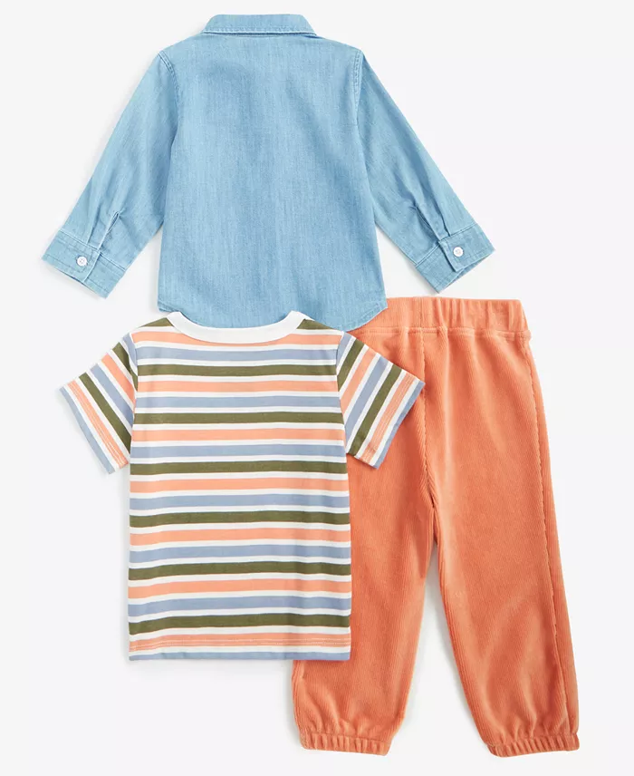 Alfani First Impressions First Impression Baby Boys Imagine Stripe Shirt T-Shirt & Pants Set Created For Macy's Kids