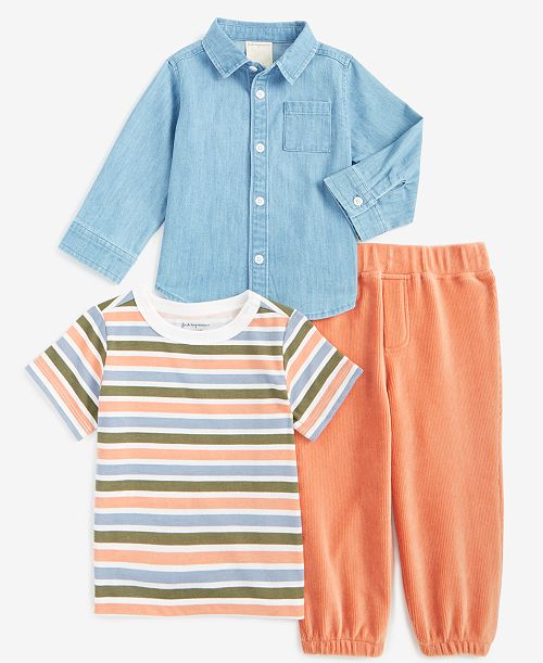 alfani First Impressions First Impression Baby Boys Imagine Stripe Shirt T-Shirt & Pants Set Created for Macy's Kids