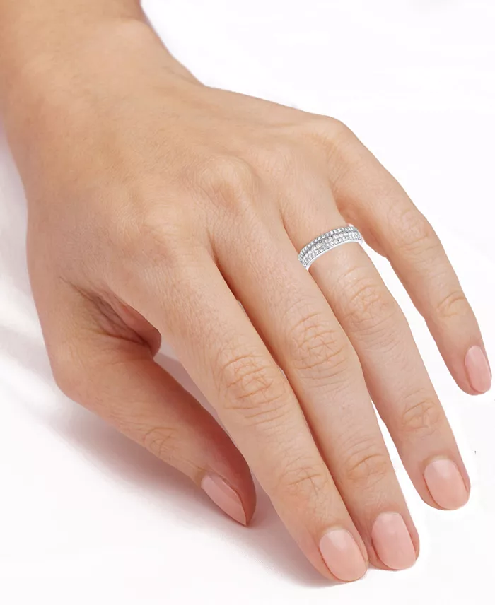 Alfani Forever Grown Diamonds Lab-Created Diamond Three-Row Band (3/4 Ct. T.w.) In Sterling Silver Or 14K Gold-Plated Sterling Silver Jewelry & Watches