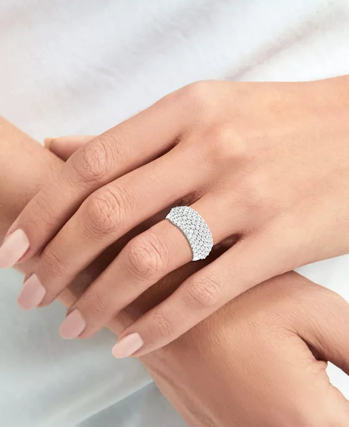 Alfani Forever Grown Diamonds Lab-Grown Diamond Pavé Band (2 Ct. T.w.) In Sterling Silver Or 14K Gold-Plated Sterling Silver Jewelry & Watches