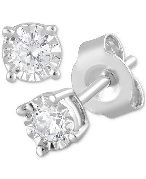 alfani Forever Grown Diamonds Lab Grown Diamond Stud Earrings (1/5 ct. t.w.) in Sterling Silver Jewelry & Watches