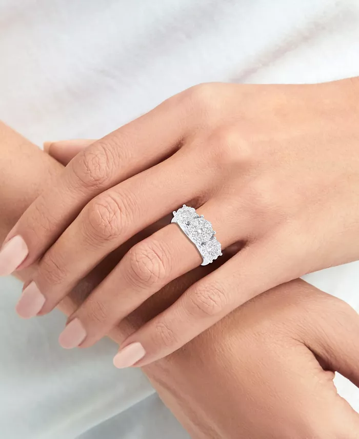 Alfani Forever Grown Diamonds Lab-Grown Diamond Three Stone Ring (2 Ct. T.w.) In Sterling Silver Or 14K Gold-Plated Sterling Silver Jewelry & Watches