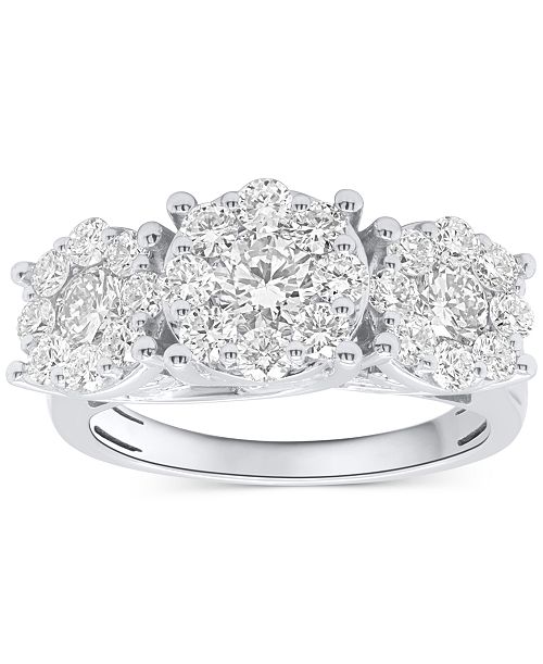 alfani Forever Grown Diamonds Lab-Grown Diamond Three Stone Ring (2 ct. t.w.) in Sterling Silver or 14K Gold-Plated Sterling Silver Jewelry & Watches