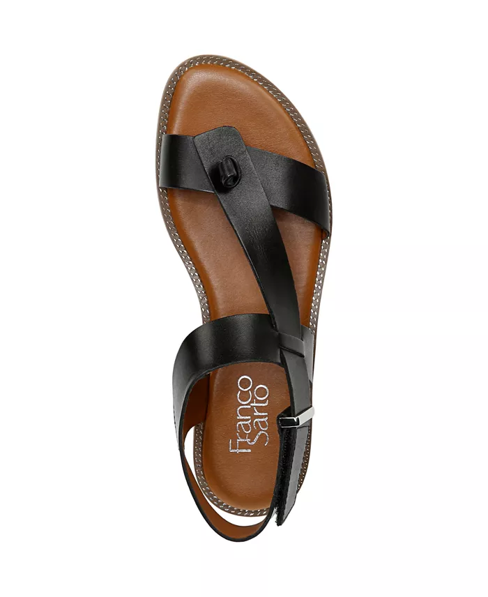 Alfani Franco Sarto Glenni Hidden Adjustable Strap Leather Flat Sandals Women's Fashion Shoes & Accessories