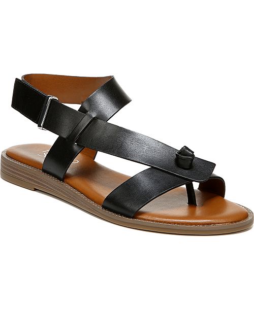 alfani Franco Sarto Glenni Hidden Adjustable Strap Leather Flat Sandals Women's Fashion Shoes & Accessories