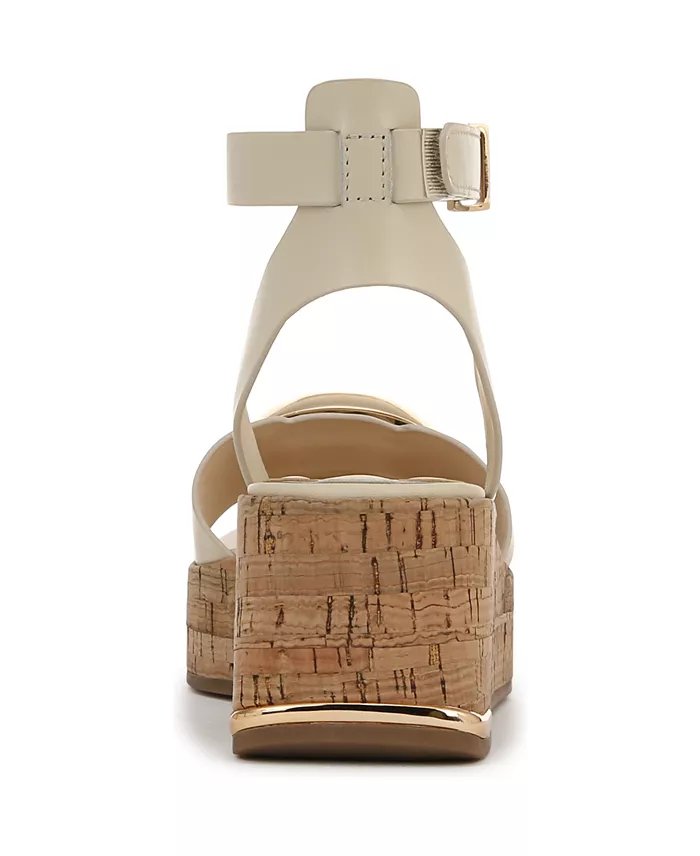 Alfani Franco Sarto Women's Taysha Ankle Strap Cork Leather Platform Sandals Women's Fashion Shoes & Accessories