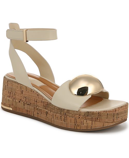 alfani Franco Sarto Women's Taysha Ankle Strap Cork Leather Platform Sandals Women's Fashion Shoes & Accessories
