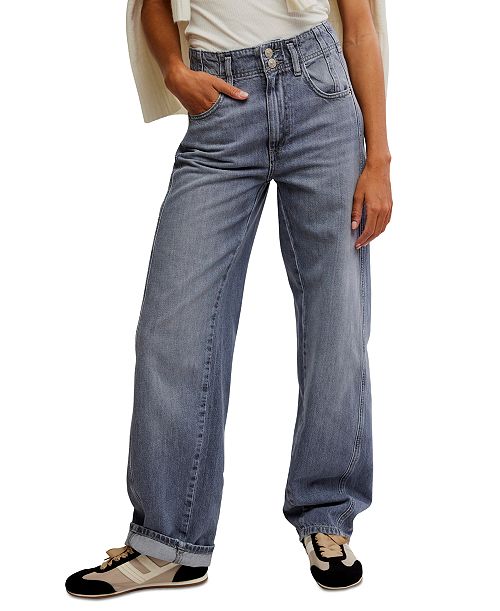 alfani Free People Women's Aster Seamed Straight-Leg Jeans Women's Fashion Shoes & Accessories