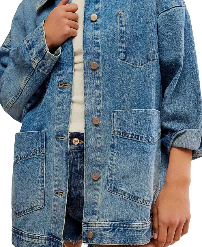 Alfani Free People Women's Avery Denim Jacket Women's Fashion Shoes & Accessories