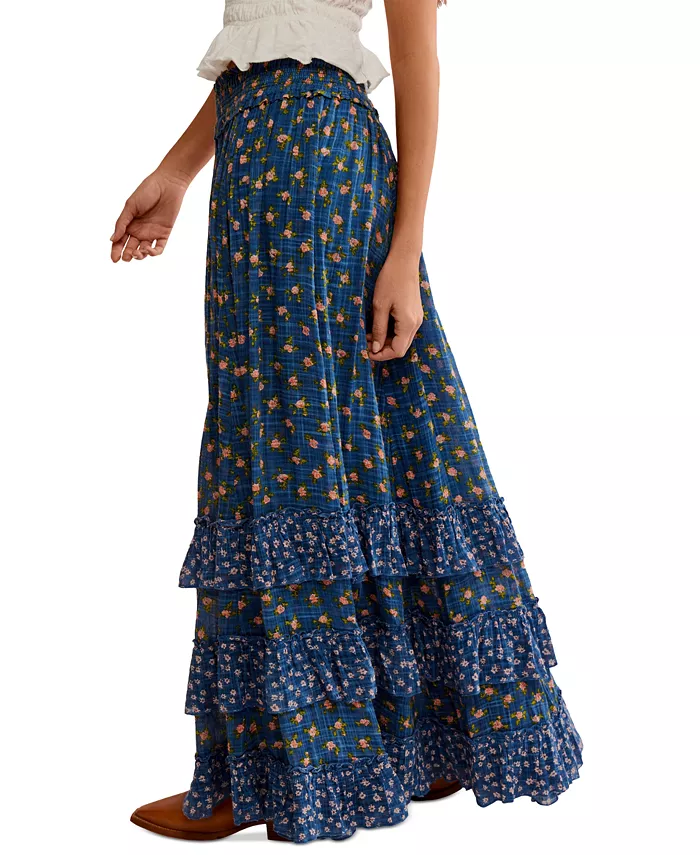 Alfani Free People Women's Brynn Printed Ruffle Maxi Skirt Women's Fashion Shoes & Accessories