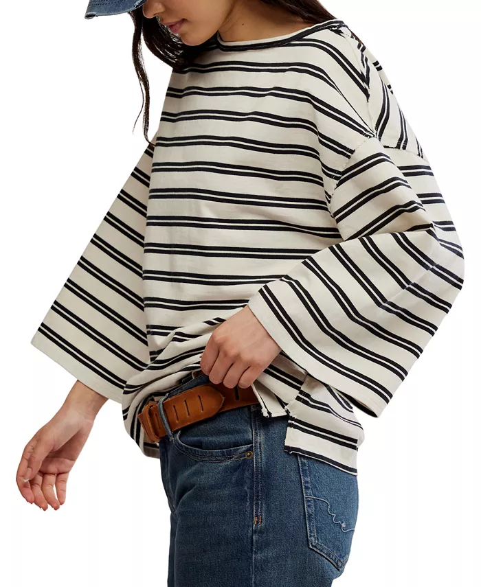 Alfani Free People Women's Cest La Vie Boat-Neck Cotton T-Shirt Women's Fashion Shoes & Accessories