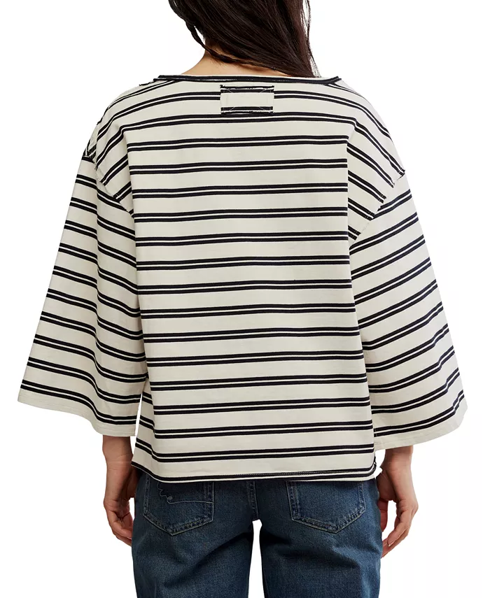 Alfani Free People Women's Cest La Vie Boat-Neck Cotton T-Shirt Women's Fashion Shoes & Accessories
