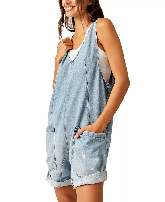 Alfani Free People Women's Cotton High Roller V-Neck Shortall Women's Fashion Shoes & Accessories