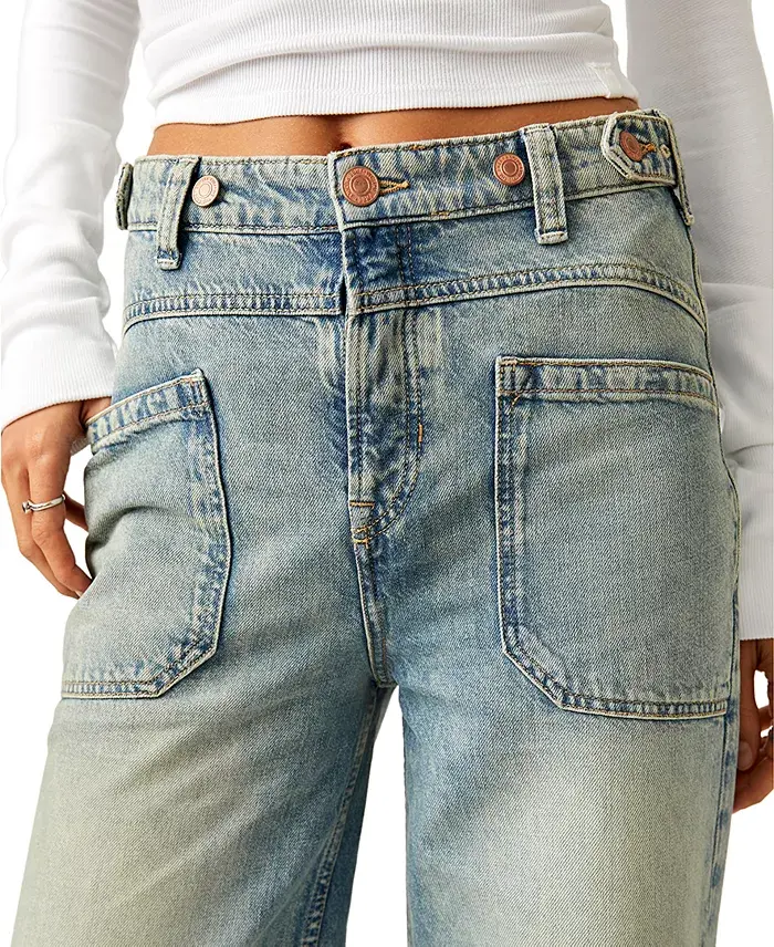 Alfani Free People Women's Cotton Palmer Cuffed Boyfriend Jeans Women's Fashion Shoes & Accessories